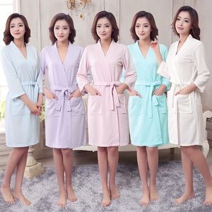 Women comfortable waffle pajamas nightgown